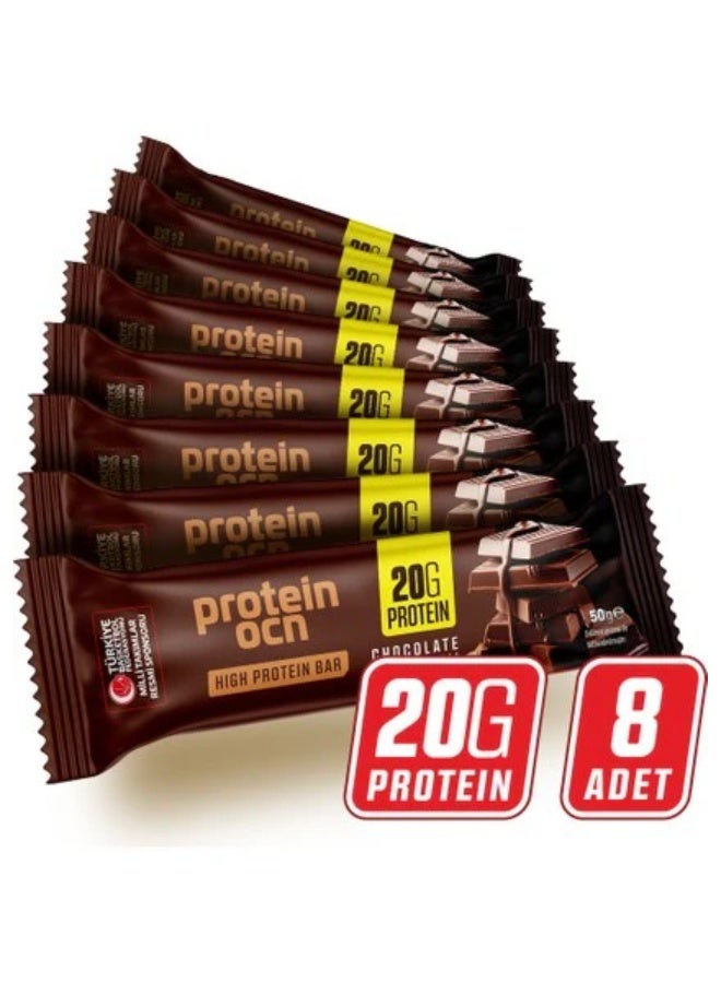 FlavaNaturals Proteinocean Chocolate Flavored Protein Bar, High Protein Low Sugar, 8-Pack 50g - Image 1